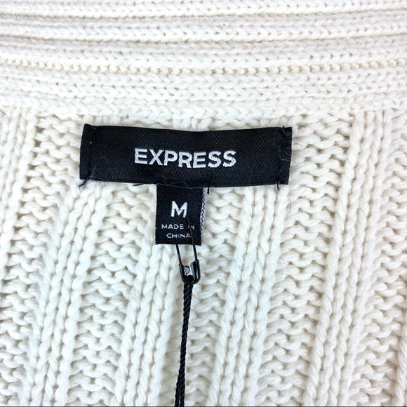 Express White Button Down Knit Sweater - Picture 5 of 9